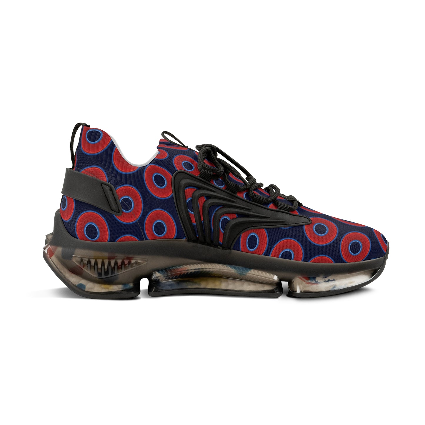Donut Kicks - red vivid donut print w/dark navy blue background