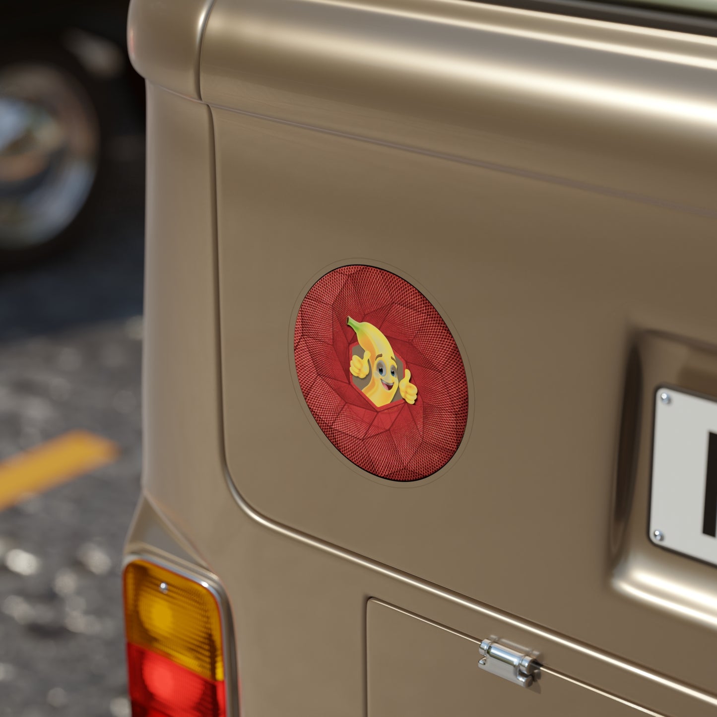 Donut Bumper/Outdoor Sticker - "Dis Sheet... it's Bananas" - variant 1 - red cubed donut - [Die-Cut] 6"x 6"