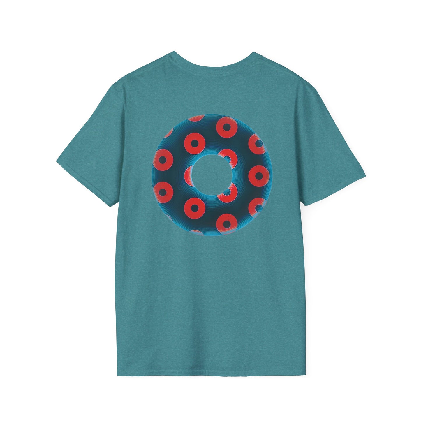 Plain Donuts/Unisex Soft-Style - "Plain Blimpy Paradoxical Donuts" - steel blue/red donuts
