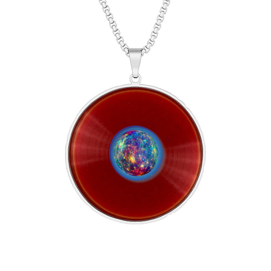 Lump's Heady Donut Necklace - 1" x 1" Stainless Steel Pendant - "Donut Pendant of the Gods" - vivid red record donut - variant 1