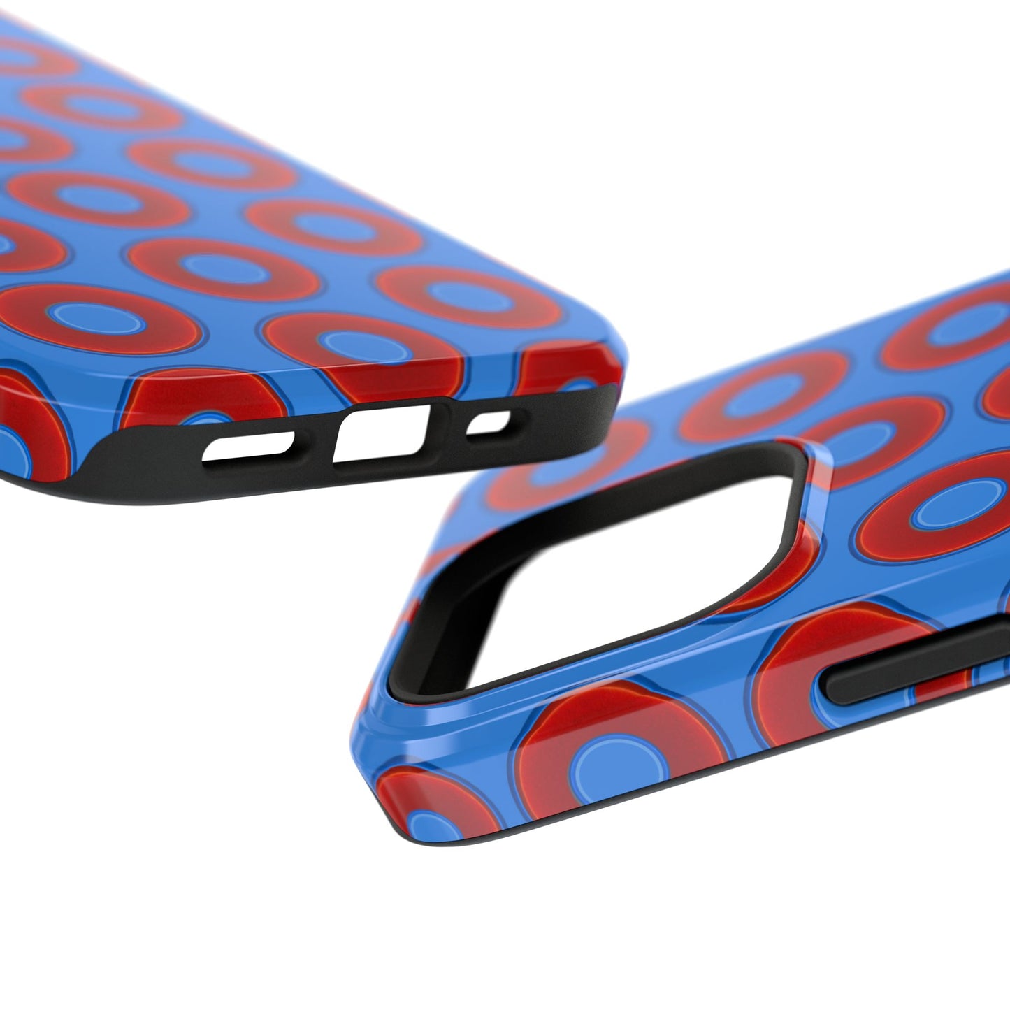 Impact-Resistant Lumpy Donut Case - red vivid donut print w/light royal blue background