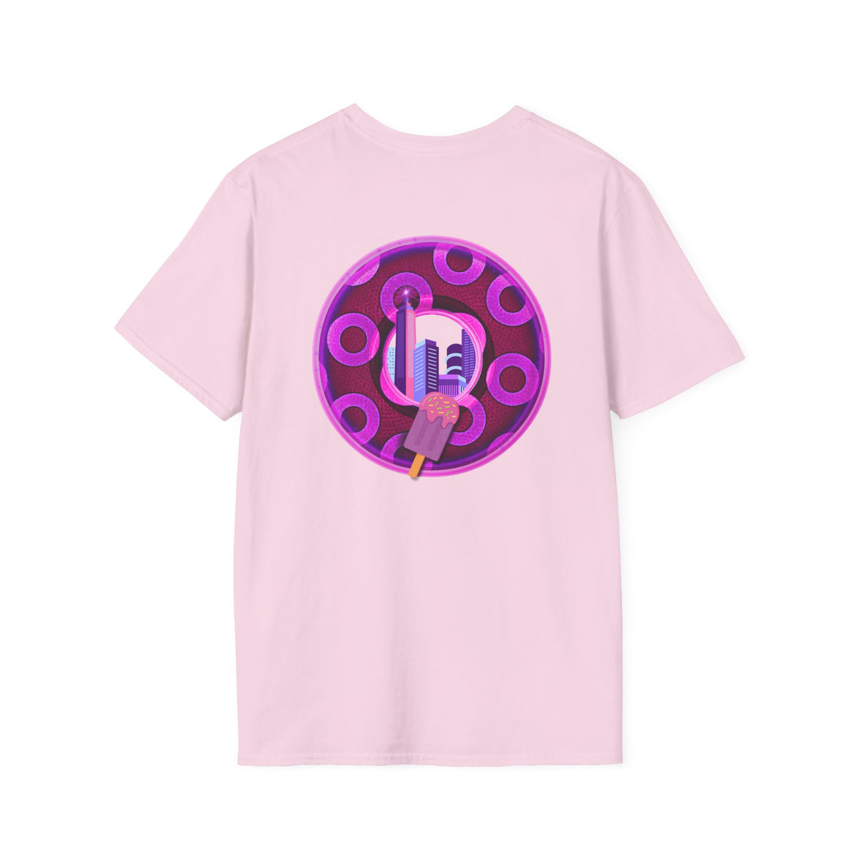 Classic Donut Tee - Unisex Soft-Style - "It's Ice Cream Popsicles - YEMSG Donut" - purple/magenta paradox donut - variant 2