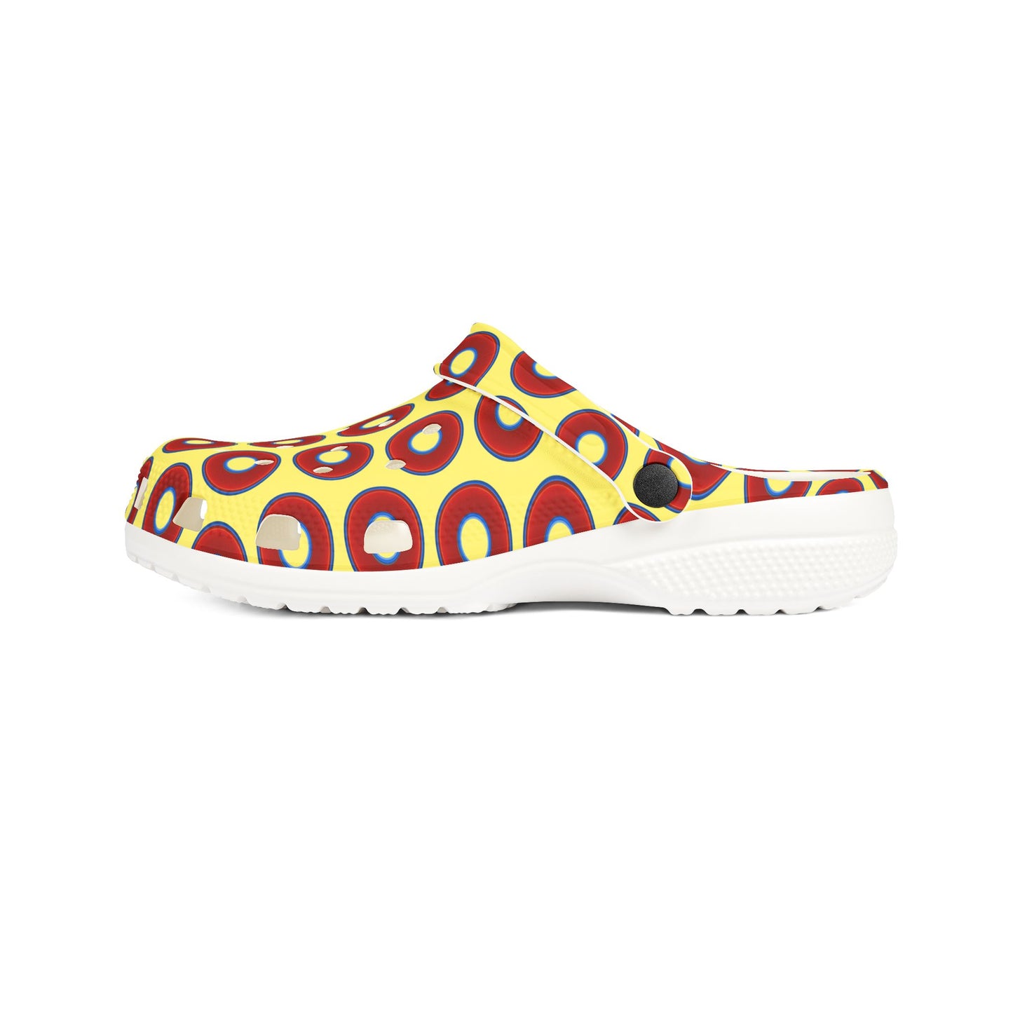 Spatchcocks - donut slip-on shoes - vivid red donuts w/yellow background [unisex]