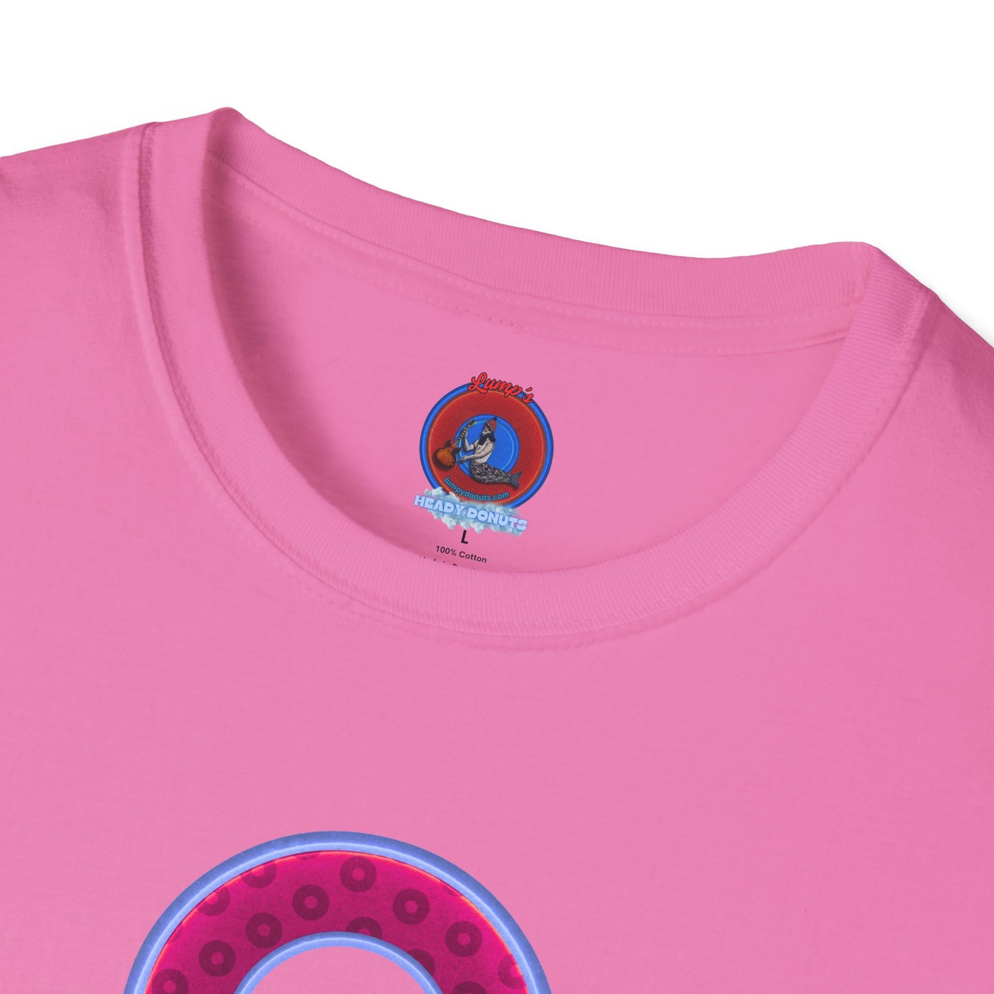 Plain Donuts/Unisex Soft-Style - "Plain Wide Mouthed Paradoxical Donuts" - dark magenta/light blue donuts