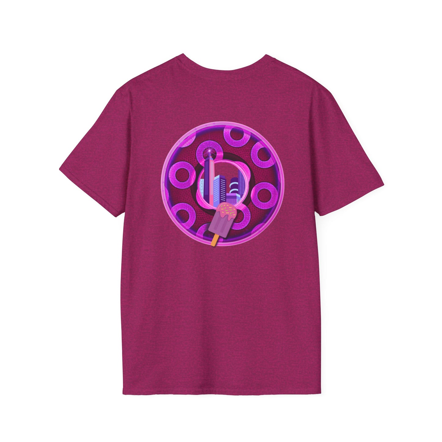 Classic Donut Tee - Unisex Soft-Style - "It's Ice Cream Popsicles - YEMSG Donut" - purple/magenta paradox donut - variant 2