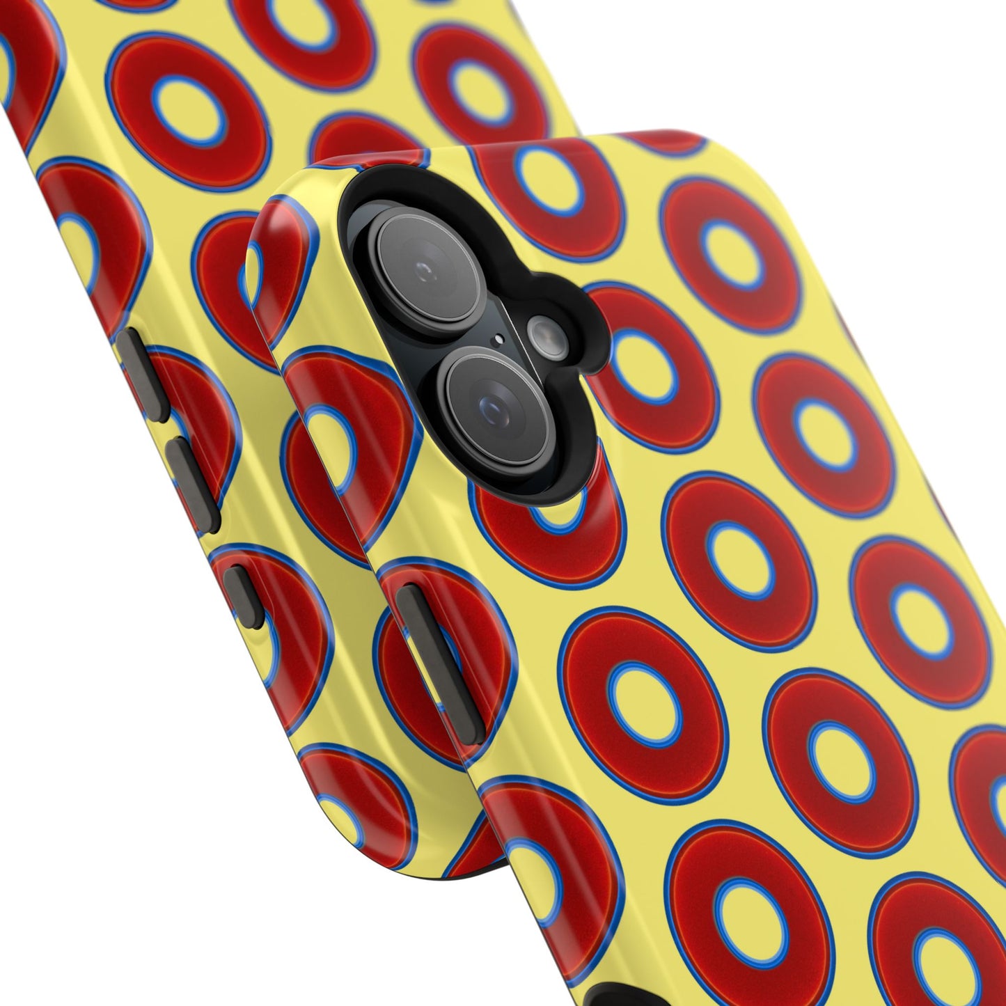 Impact-Resistant Lumpy Donut Case - red vivid donut print w/yellow background