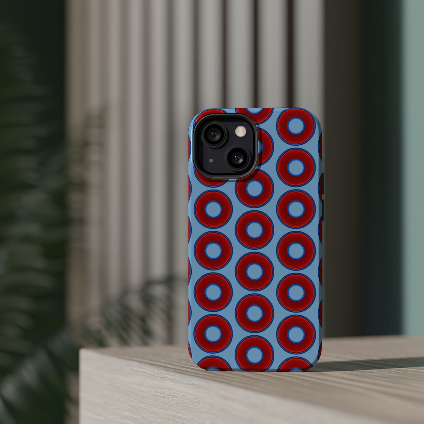 Magnetic Tough Donut Case - red vivid donut print w/sky blue background