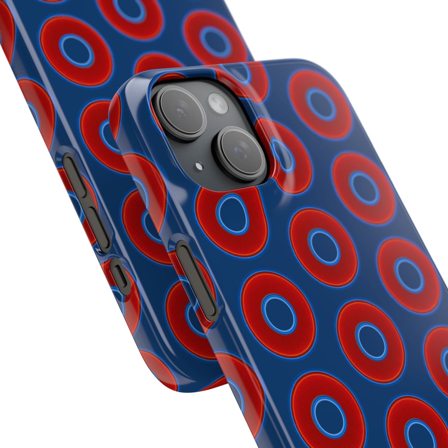 Lumpy Donut Snap Case - red vivid donut print w/Atlantic navy blue background