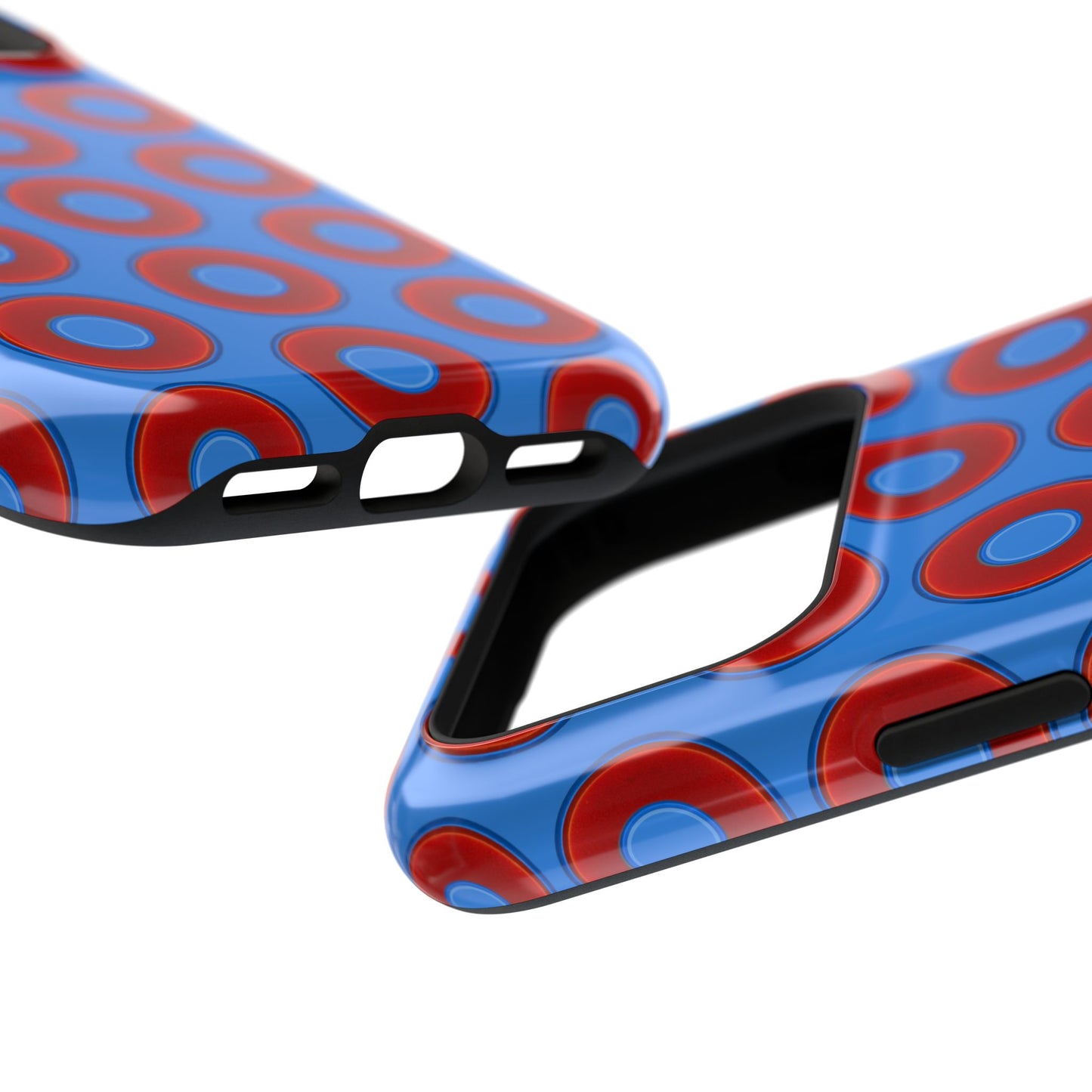 Impact-Resistant Lumpy Donut Case - red vivid donut print w/light royal blue background
