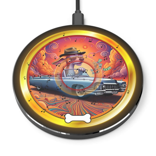 The Flow - Wireless Lumpy Donut Chargers - "Jimmy's Runaway Wireless Charger" - golden pic donut w/black background - variant 4