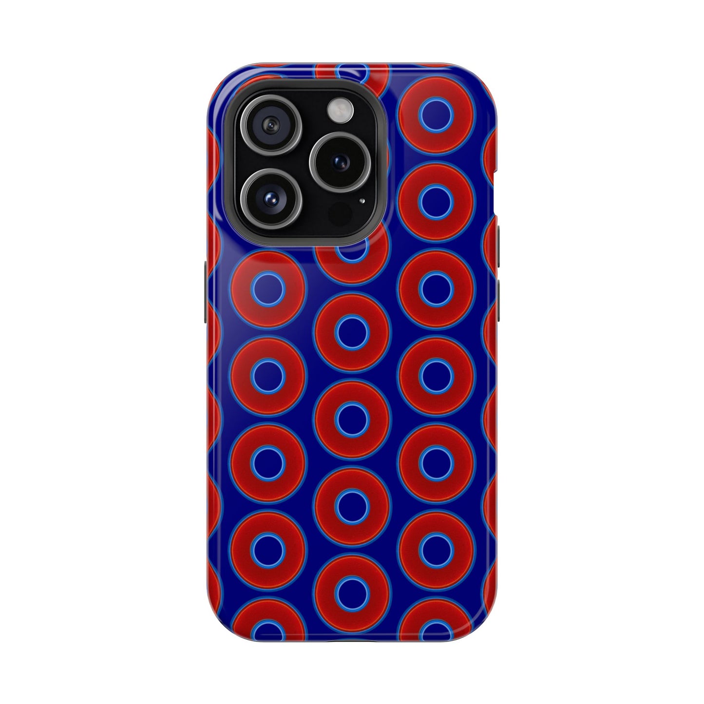 Magnetic Tough Donut Case - red vivid donut print w/vivid navy blue background