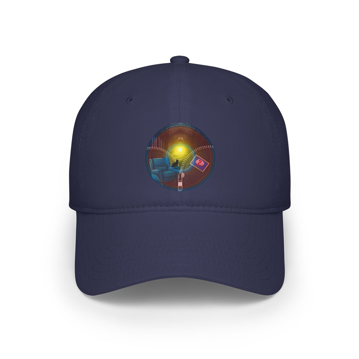 Lumpy Donut Baseball Cap - "Donuts Going Through My Mind Mind Mind Cap" - vivid red/blue pic donut w/