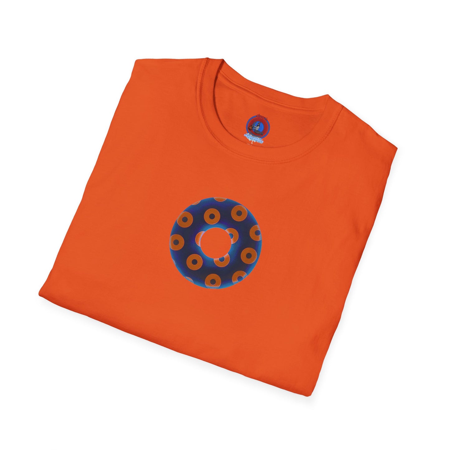 Plain Donuts/Unisex Soft-Style - "Plain Blimpy Paradoxical Donuts" - dark royal blue/orange donuts