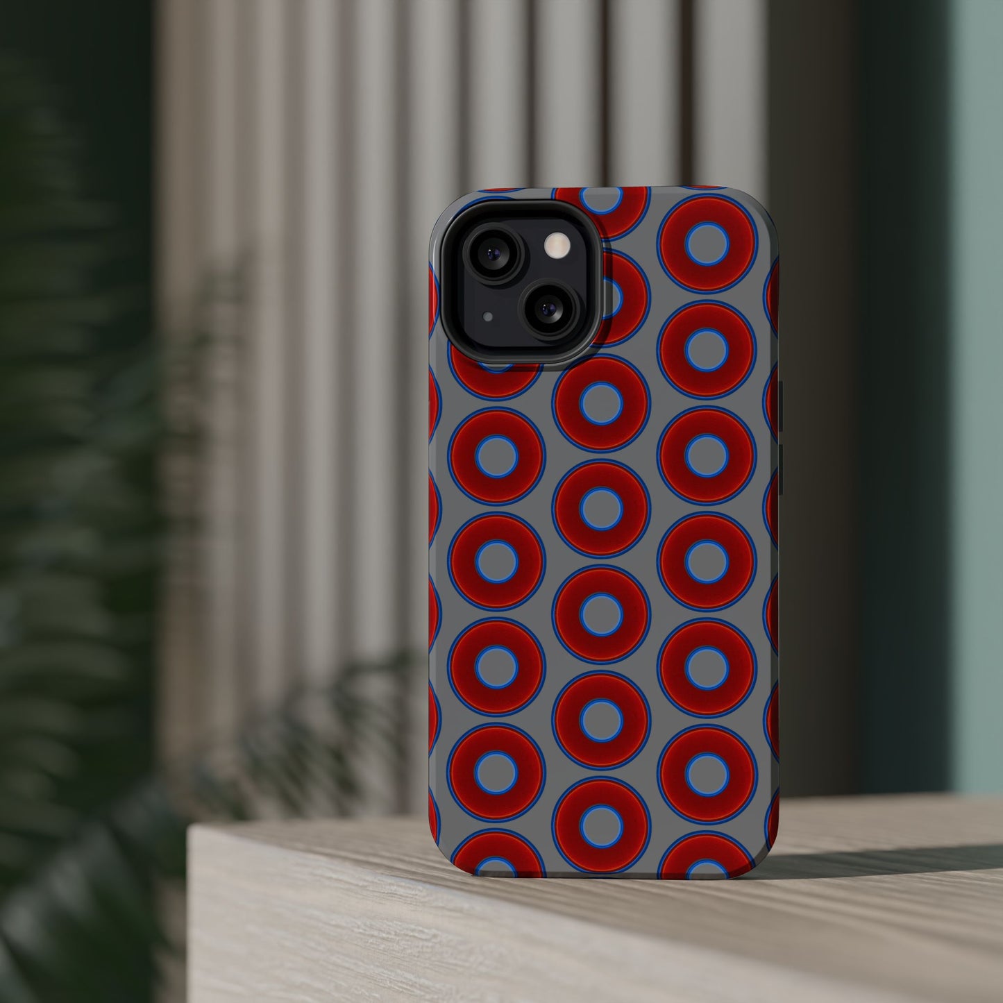 Magnetic Tough Donut Case - red vivid donut print w/gray background