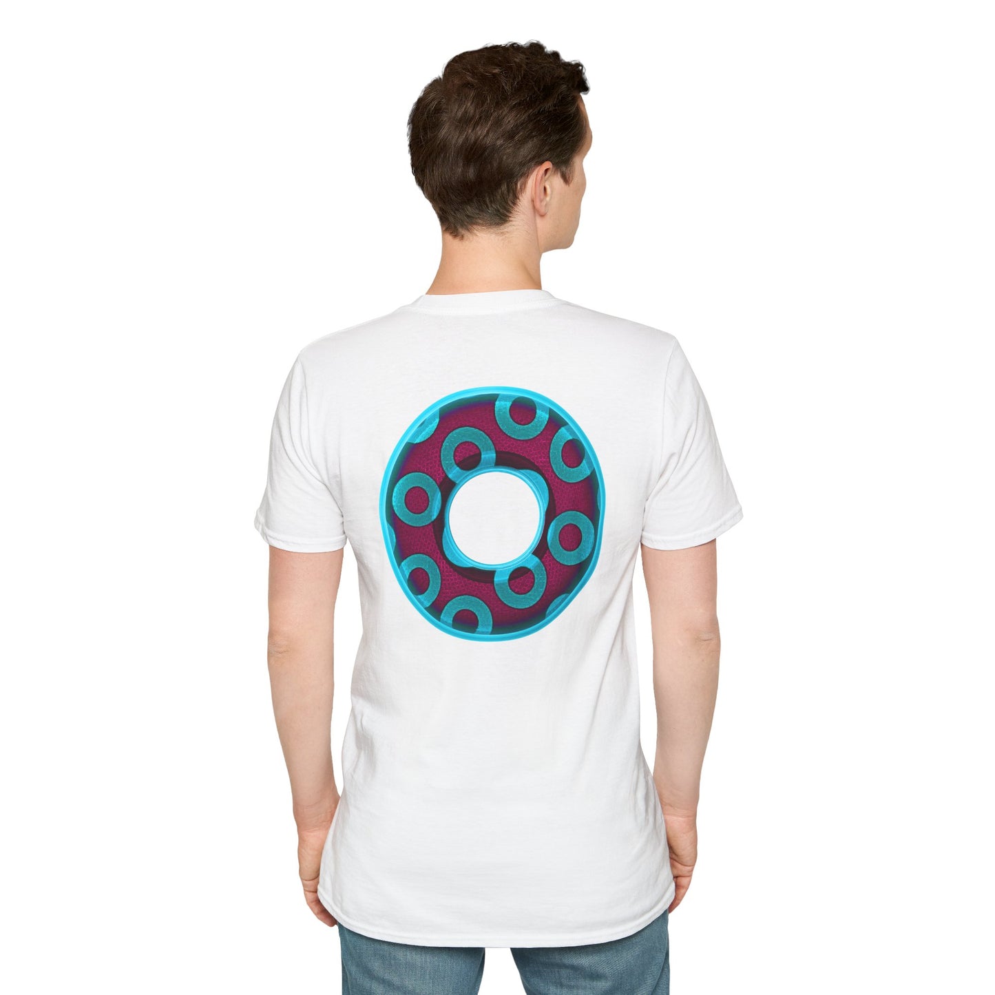 Plain Donuts/Unisex Soft-Style - "Plain Rustic Paradoxical Donuts" - aquamarine/burgundy donuts