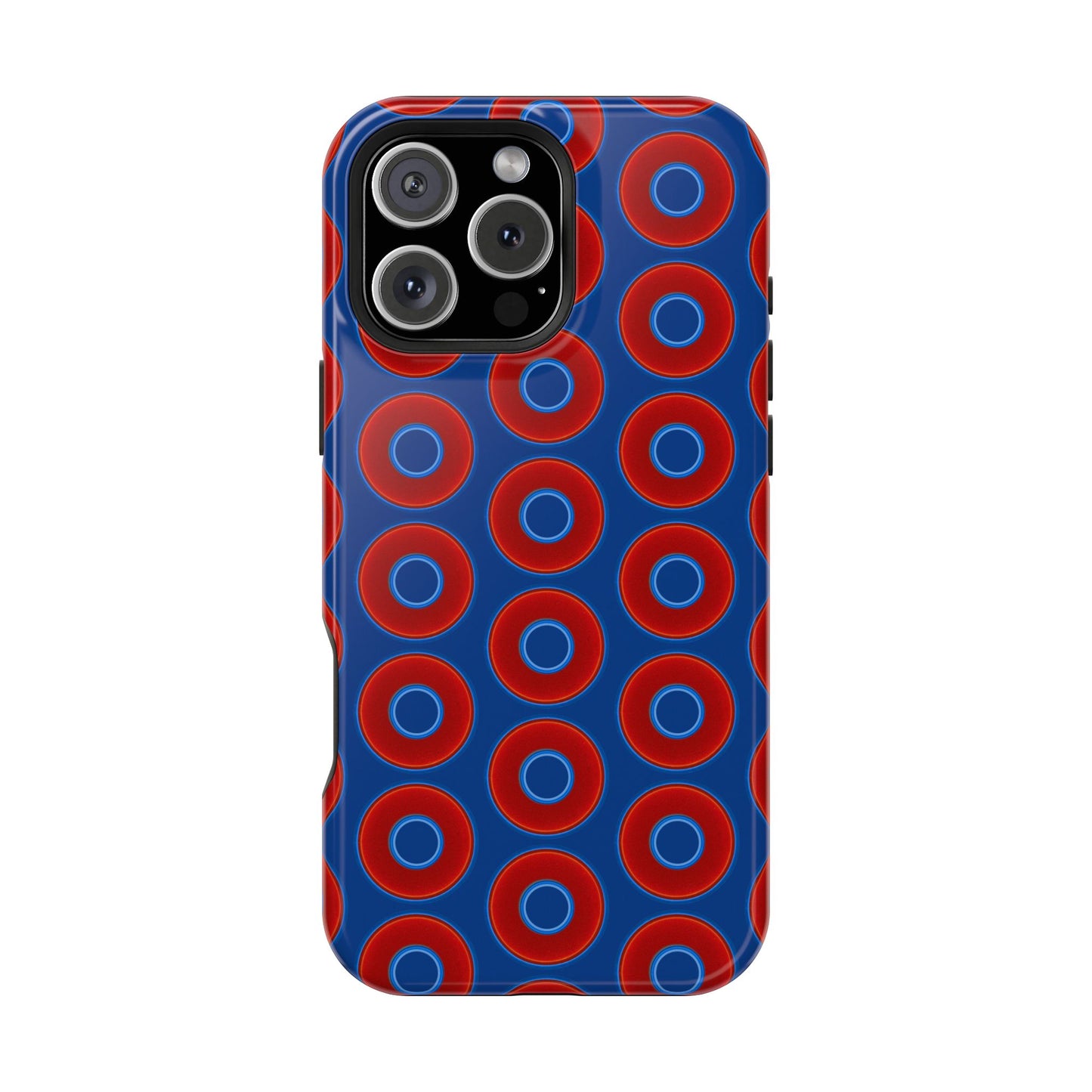 Magnetic Tough Donut Case - red vivid donut print w/dark blue background