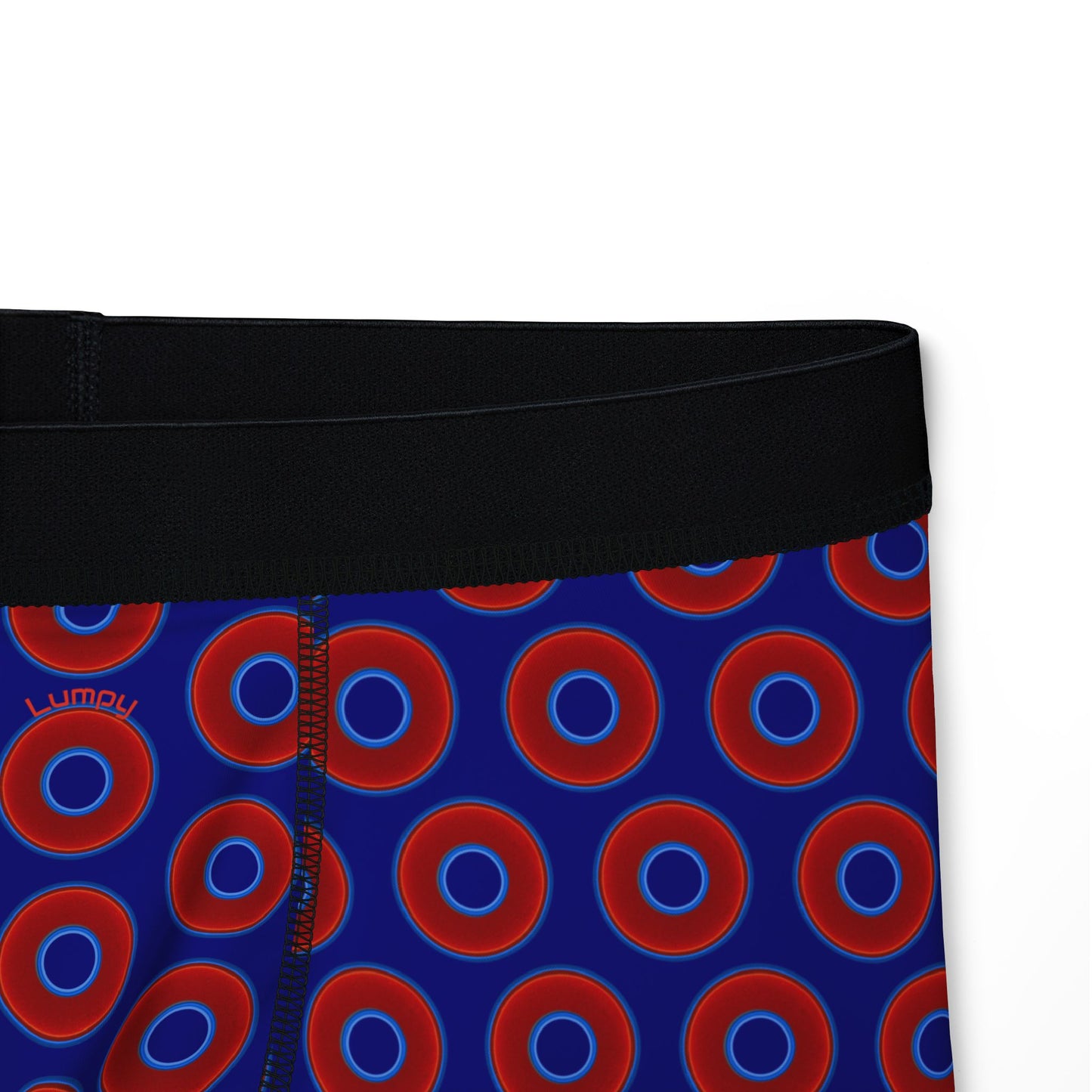 Men's Donut Boxers - red vivid donuts w/vivid navy blue background