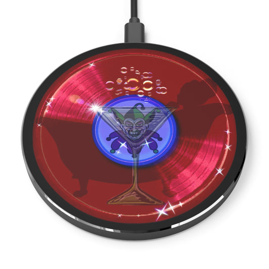 The Flow - Wireless Lumpy Donut Chargers - "The Joker's Personal Wireless Charger" - vivid red donut w/black background - variant 1