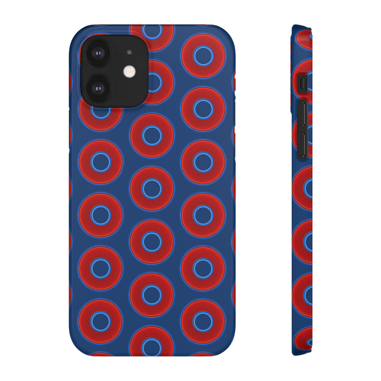 Lumpy Donut Snap Case - red vivid donut print w/Atlantic navy blue background