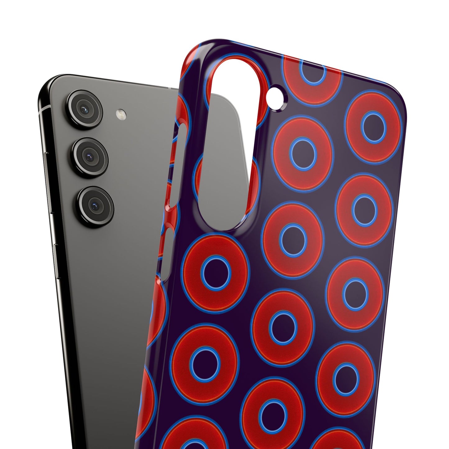 Lumpy Donut Snap Case - red vivid donut print w/midnight purple background