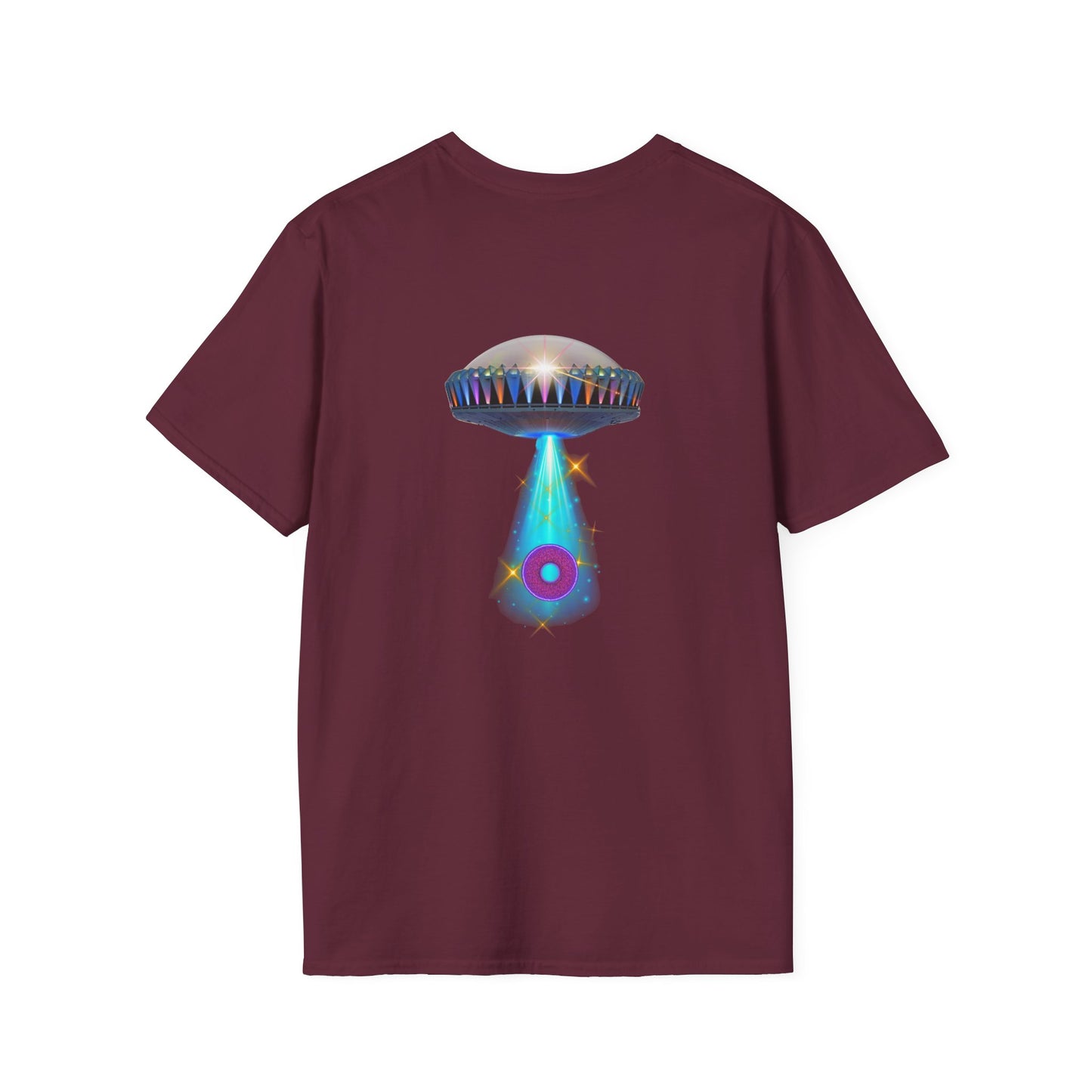 Classic Donut Tee - Unisex Soft-Style - "Donuts now Served on the Mothership" - series 1.0  - variant 6  - tractor-beamed donut