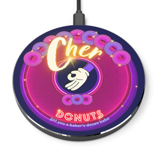 The Flow - Wireless Lumpy Donut Chargers - "Cher-ing is Caring Donut Charger" - vivid magenta donut - variant 2 - [*charitable donut]