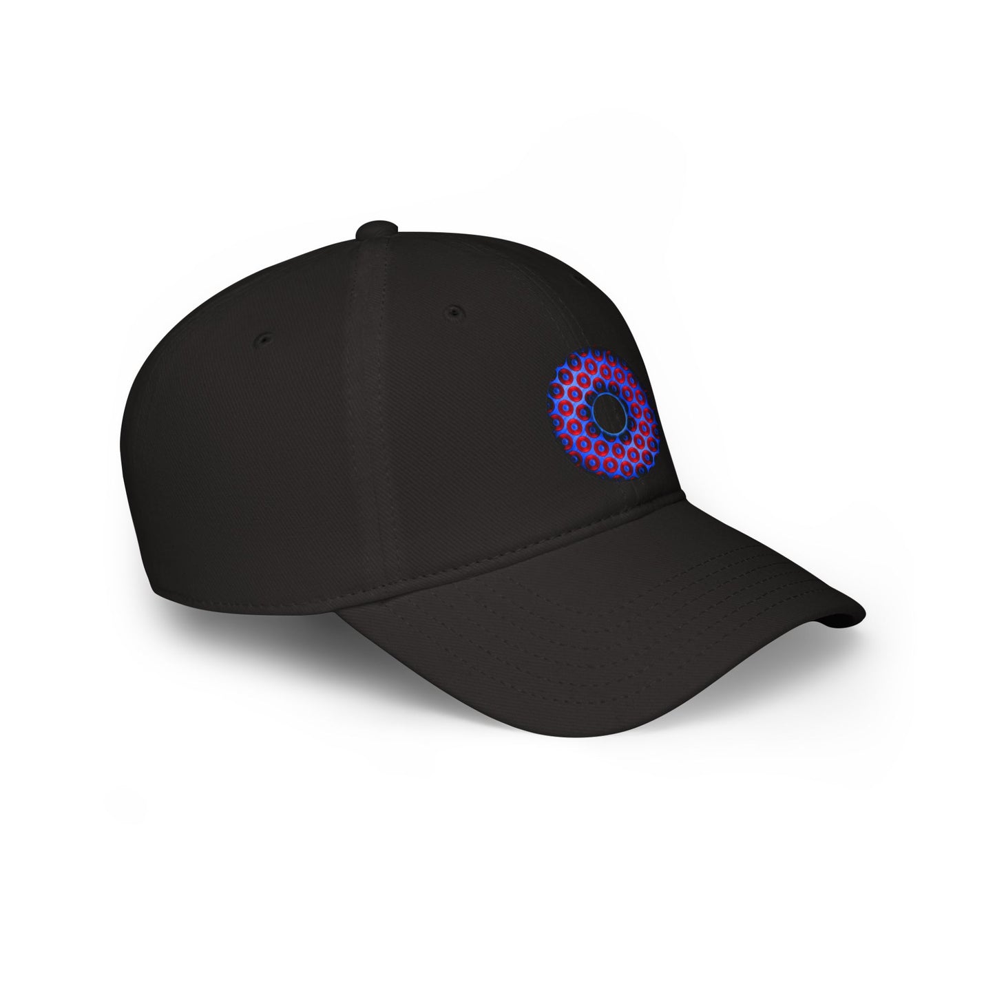 Lumpy Donut Baseball Cap - "Paradoxical Weathered Donut" - variant 2 - red/blue donuts donut w/