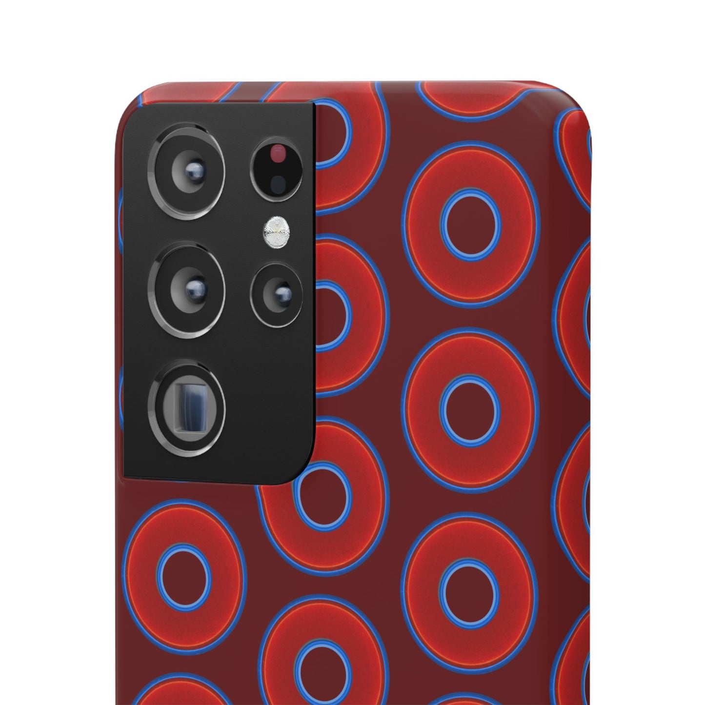 Lumpy Donut Snap Case - red vivid donut print w/dark red background