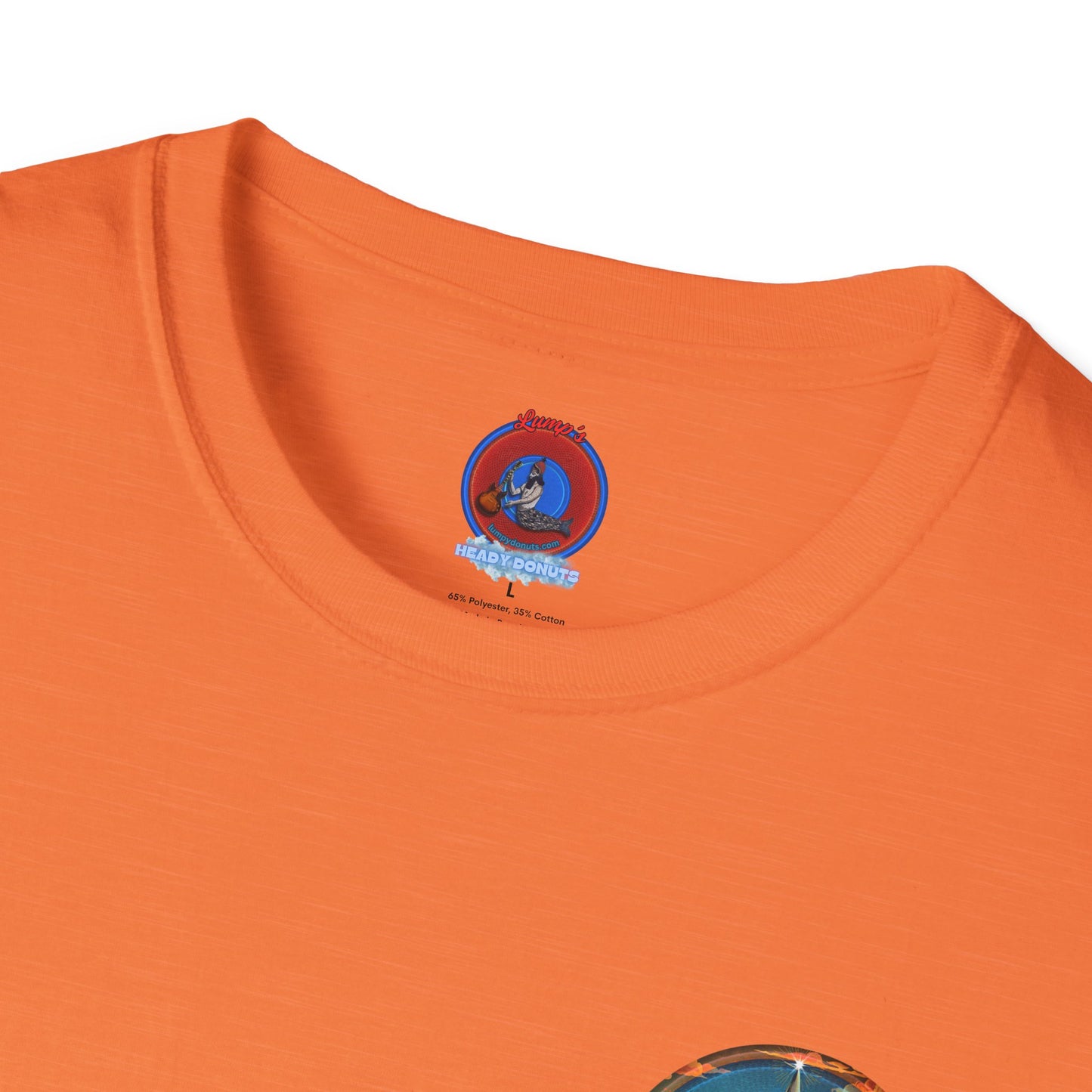 Classic Donut Tee - Unisex Soft-Style - "The Donut that Tides Never Reached" - series 1.0  - variant 2 - neither/both - blue/orange donut