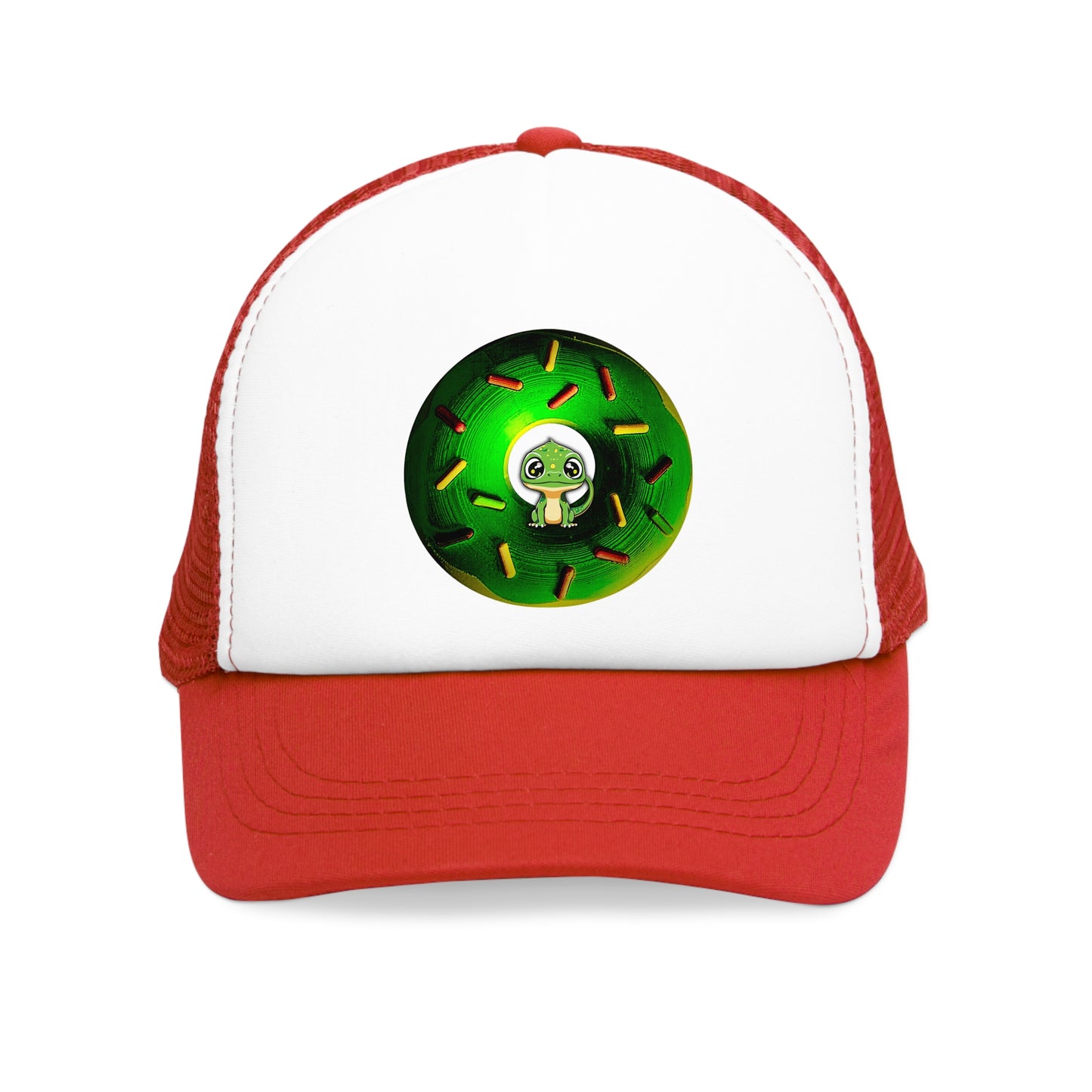 Lumpy Trucker Hat - "The Lizardful Donut" - green donut