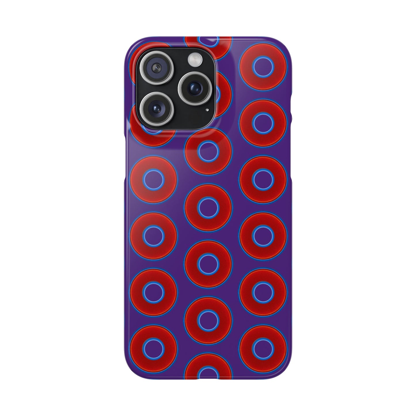Lumpy Donut Snap Case - red vivid donut print w/dark purple background