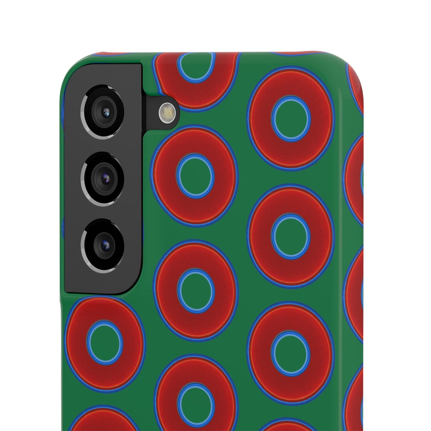 Lumpy Donut Snap Case - red vivid donut print w/green background