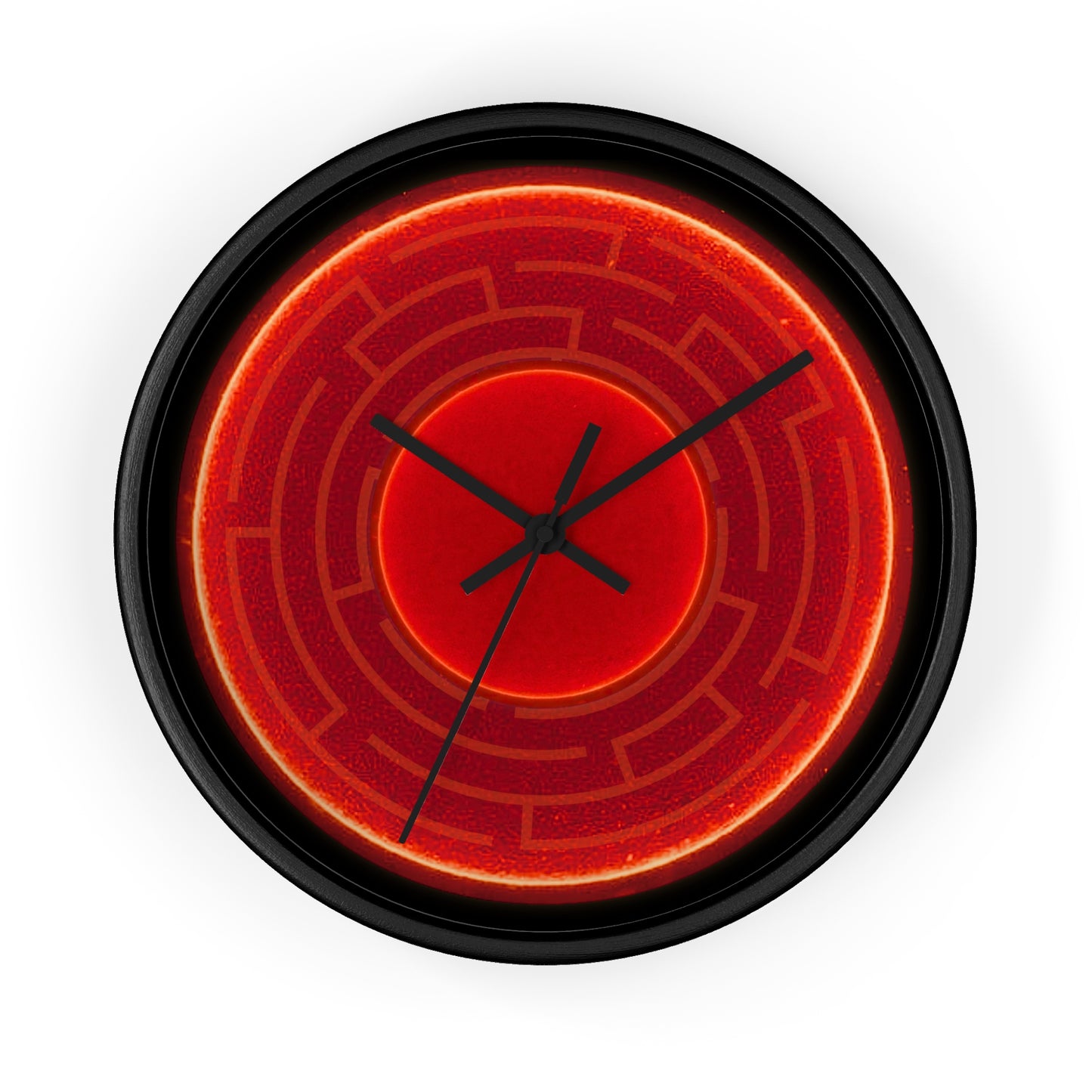 Lumpy Wall Clock - "The Amazing Donut Clock" - variant 2 - red vivid donut w/black background