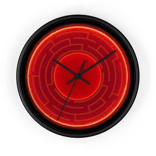 Lumpy Wall Clock - "The Amazing Donut Clock" - variant 2 - red vivid donut w/black background