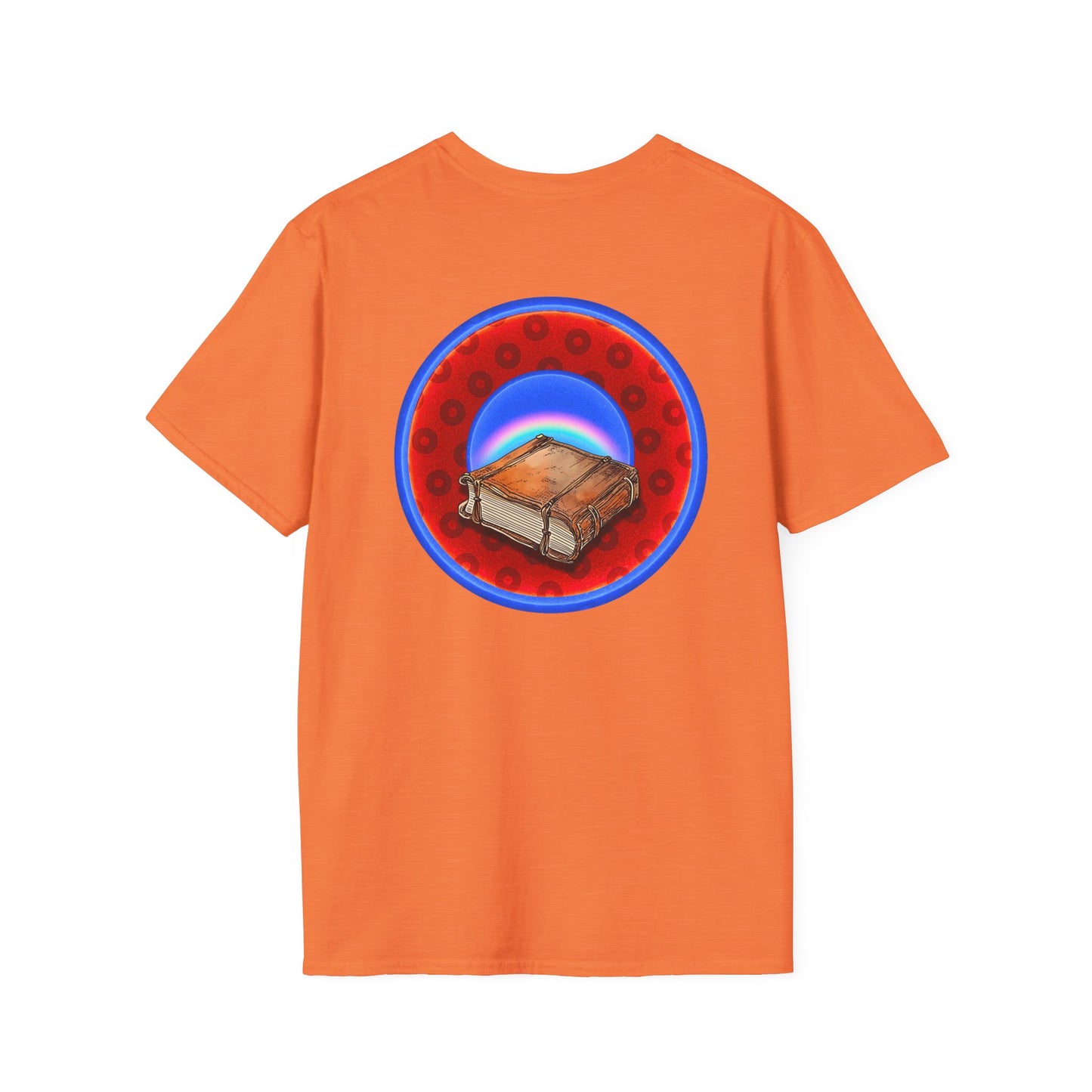 Classic Donut Tee - Unisex Soft-Style - "Read the F'ing Donut Book" - paradoxical widemouthed red/blue donut - variant 2