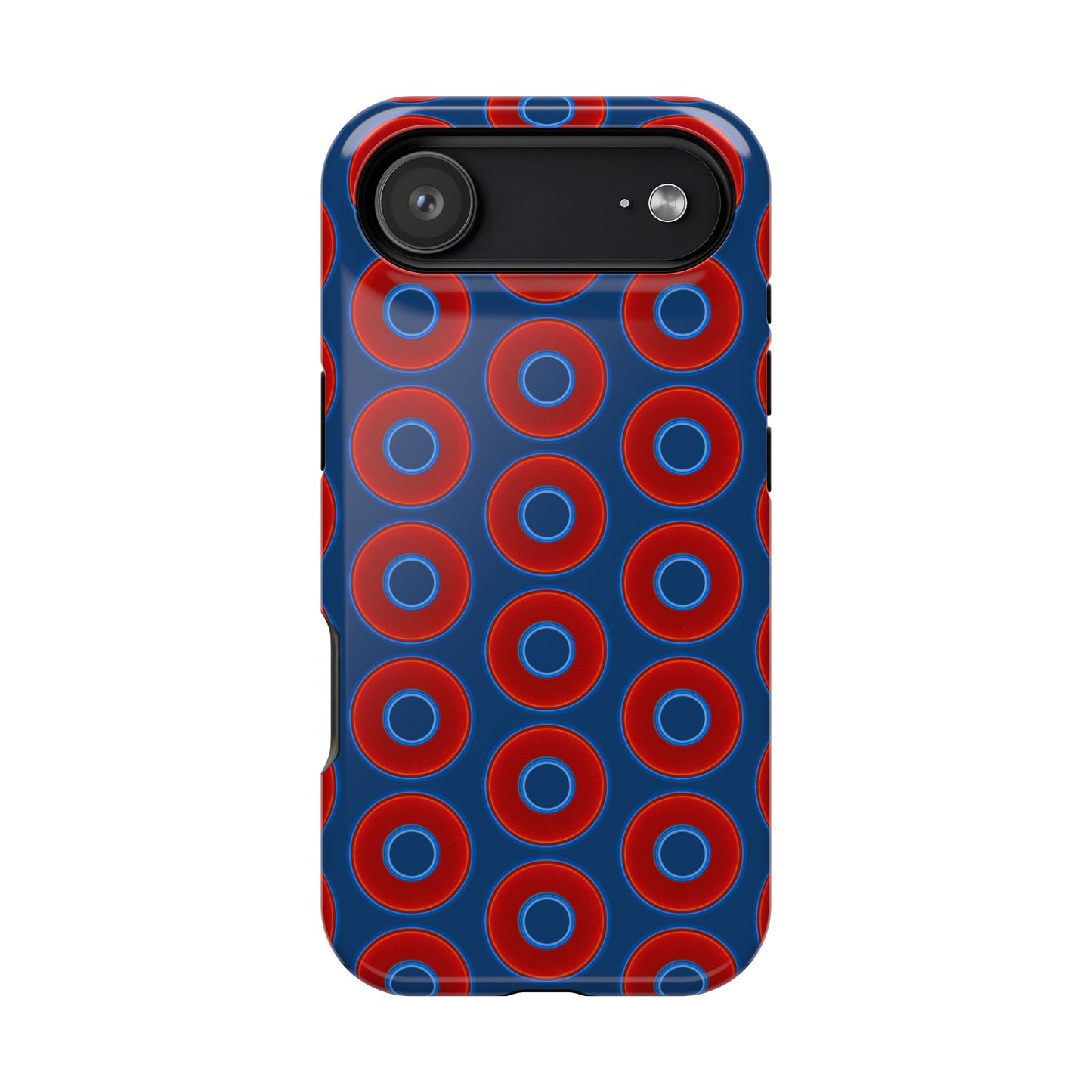 Magnetic Tough Donut Case - red vivid donut print w/Atlantic navy blue background