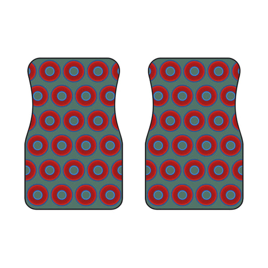Contacted Car Mats - Set of 2/Front - vivid donut print w/Fenway green background