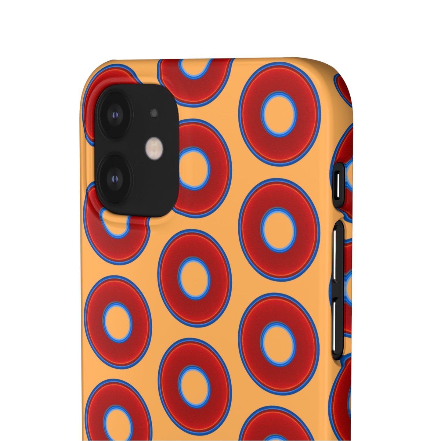 Lumpy Donut Snap Case - red vivid donut print w/creamcicle orange background