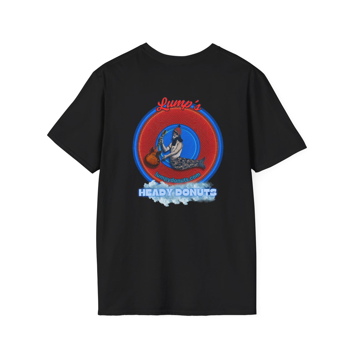 Classic Donut Tee - Unisex Soft-Style - "Lump's Heady Donuts Logo" - series 1.0  - red/blue rustic donut