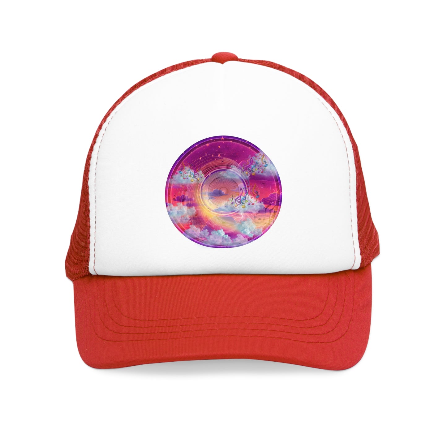 Lumpy Trucker Hat - "Conjurers of Donuts" - purplish/magenta donut