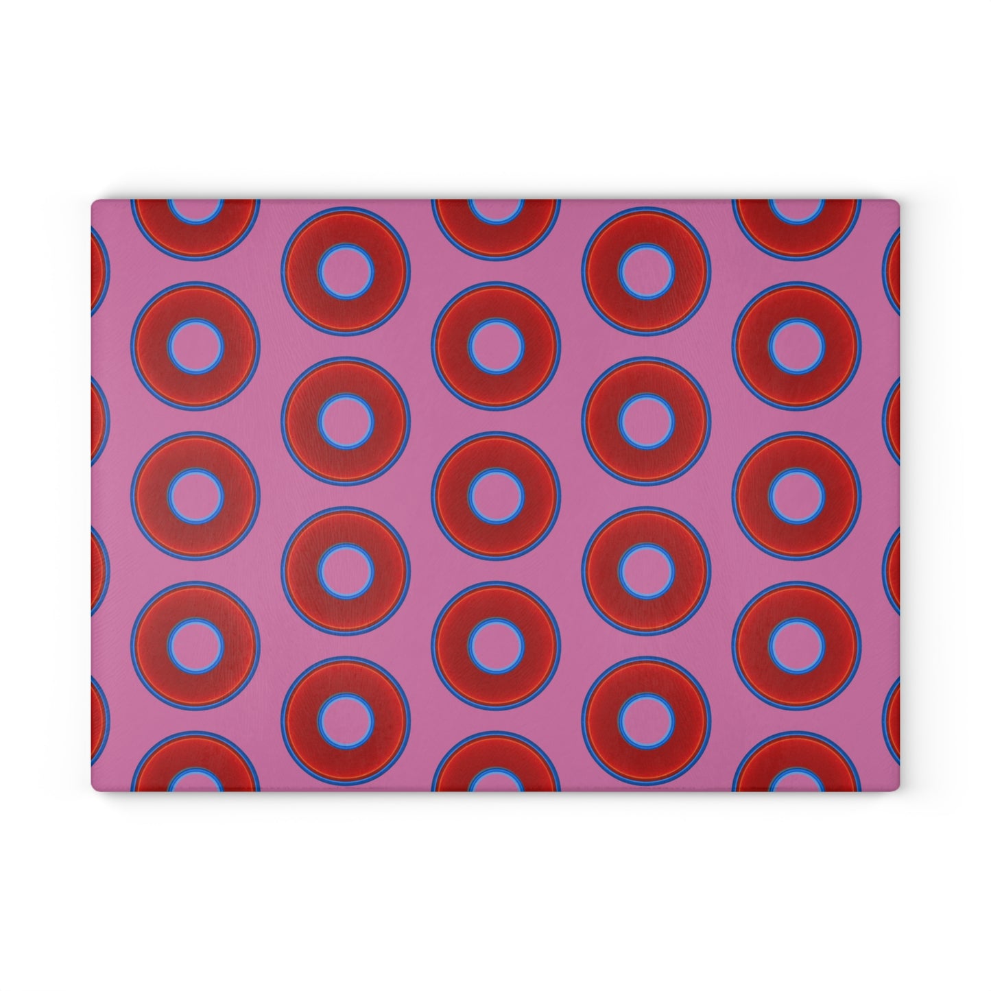 My Friend's Cutting Board - vivid red donuts w/pink background