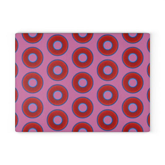 My Friend's Cutting Board - vivid red donuts w/pink background