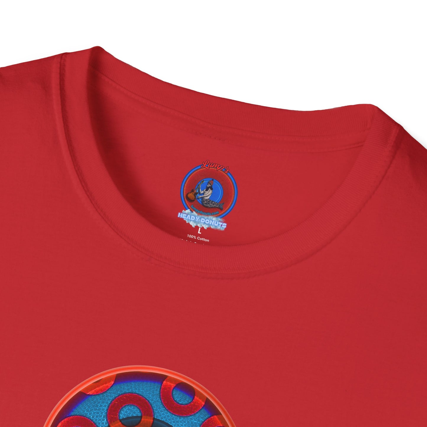 Classic Donut Tee - Unisex Soft-Style - "Wooked Cream - YEMSG Donut " - blue/red rustic paradox donut - variant 1