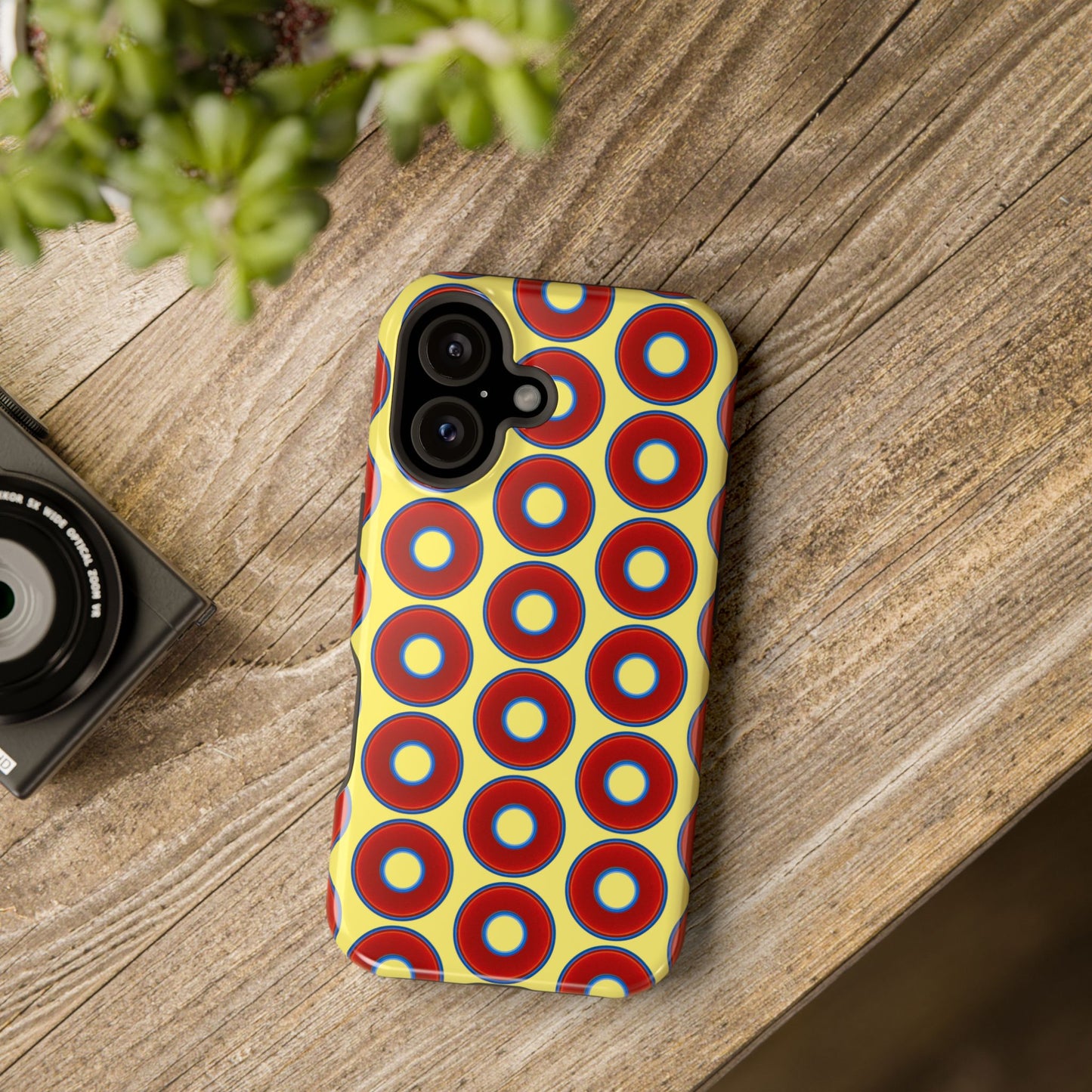 Magnetic Tough Donut Case - red vivid donut print w/yellow background