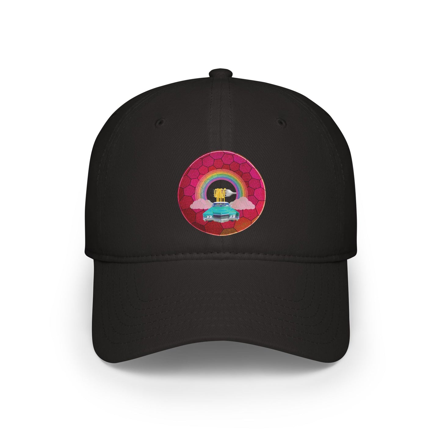 Lumpy Donut Baseball Cap - "Caddy Spaghetti Incident Donut Cap" - variant 3 - magenta hexadonut w/