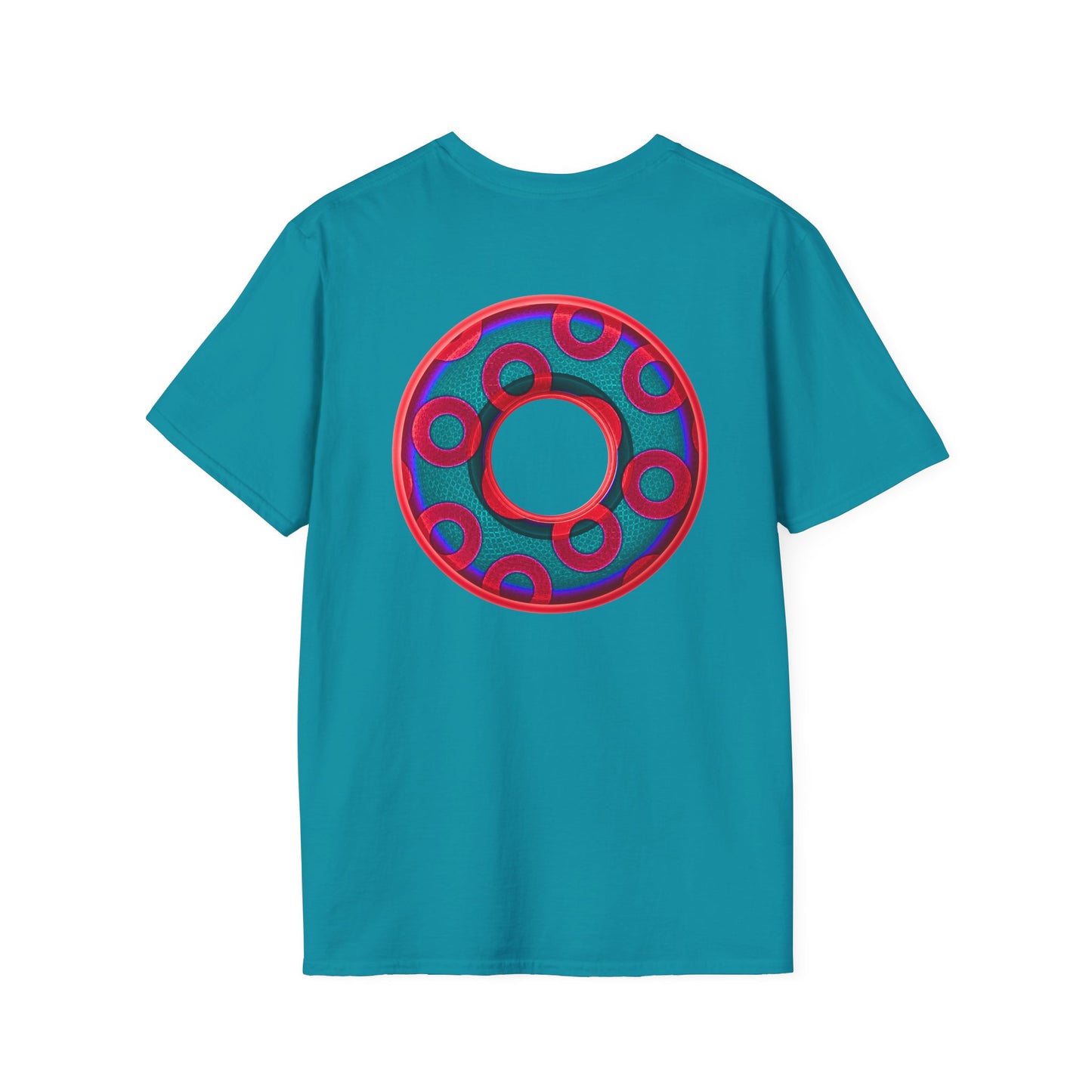 Plain Donuts/Unisex Soft-Style - "Plain Rustic Paradoxical Donuts" - red/steel blue donuts
