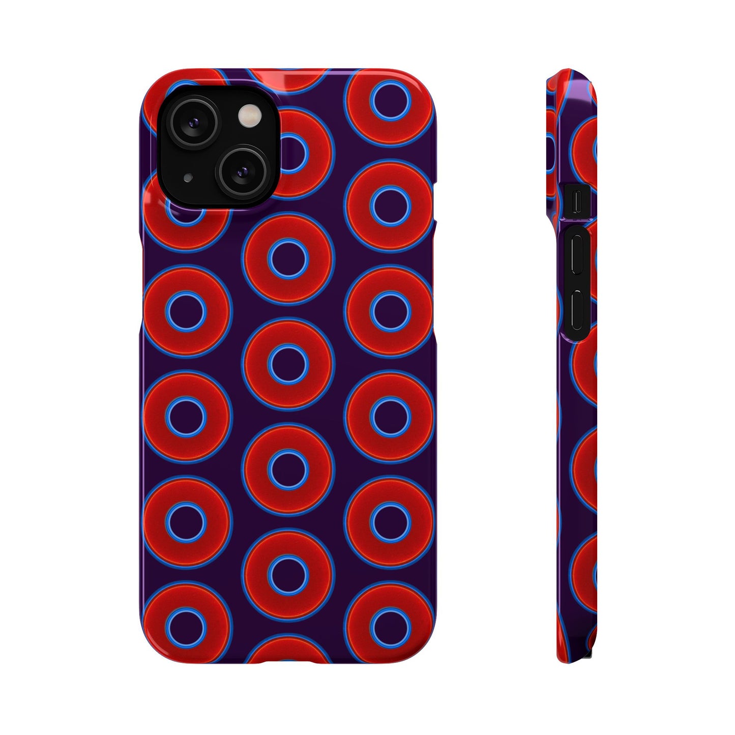 Lumpy Donut Snap Case - red vivid donut print w/midnight purple background