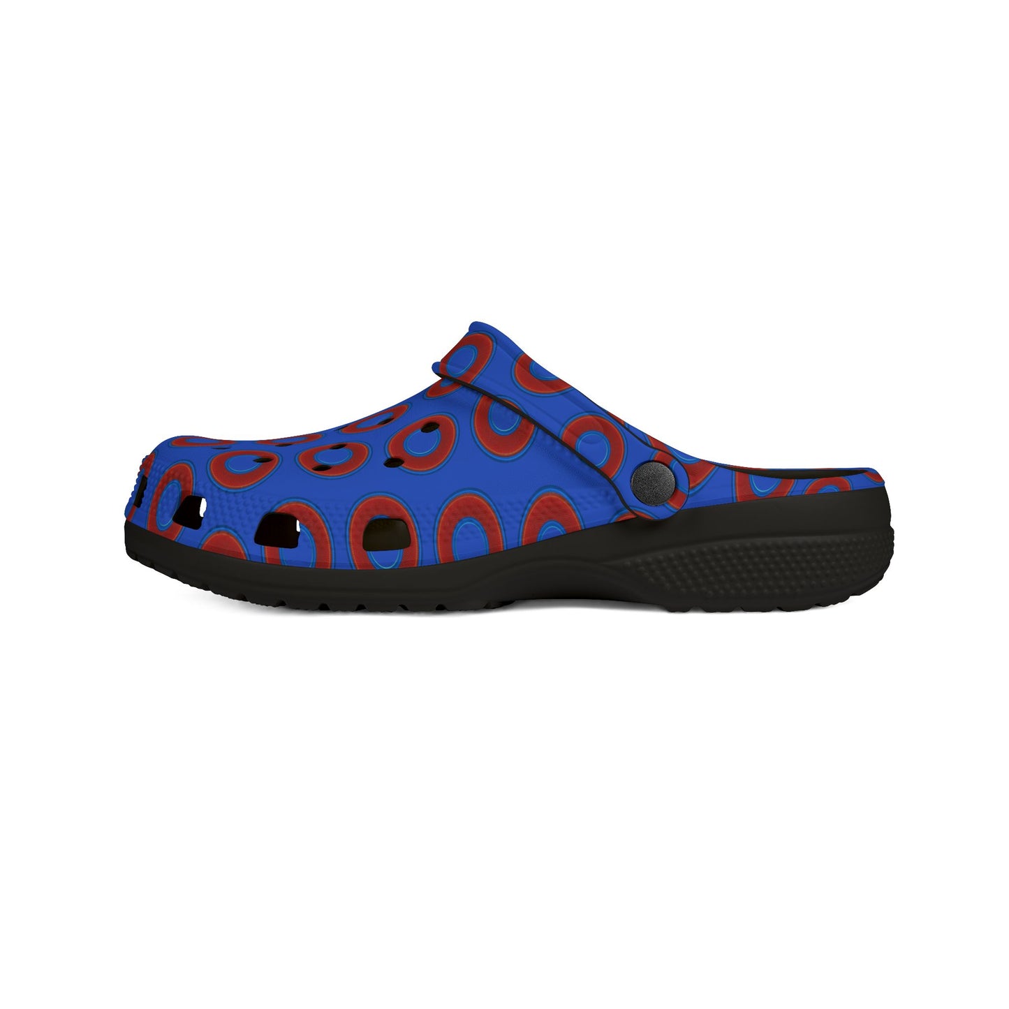 Spatchcocks - donut slip-on shoes - red rustic donuts w/royal blue background [unisex]