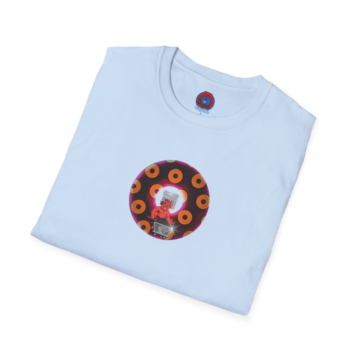 Classic Donut Tee - Unisex Soft-Style - "Every 46th Day Tee Shirt" - paradoxical dark magenta/orange donut