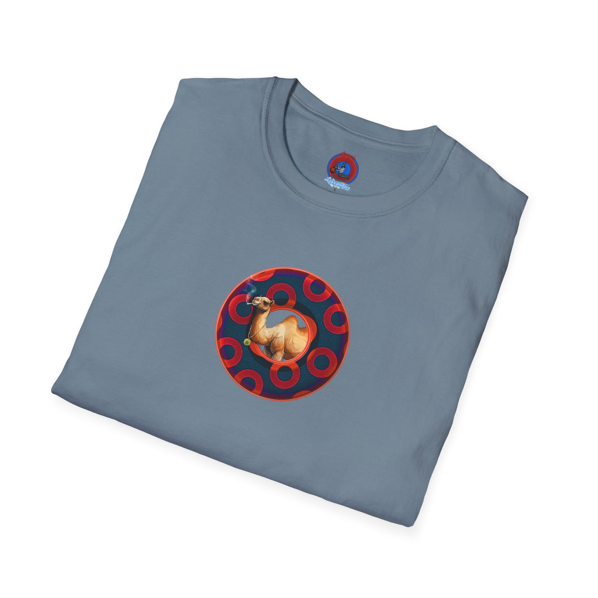 Classic Donut Tee - Unisex Soft-Style - "Joe Camel's Super Cool Donut" - rustic paradox donut - dark navy/red donuts